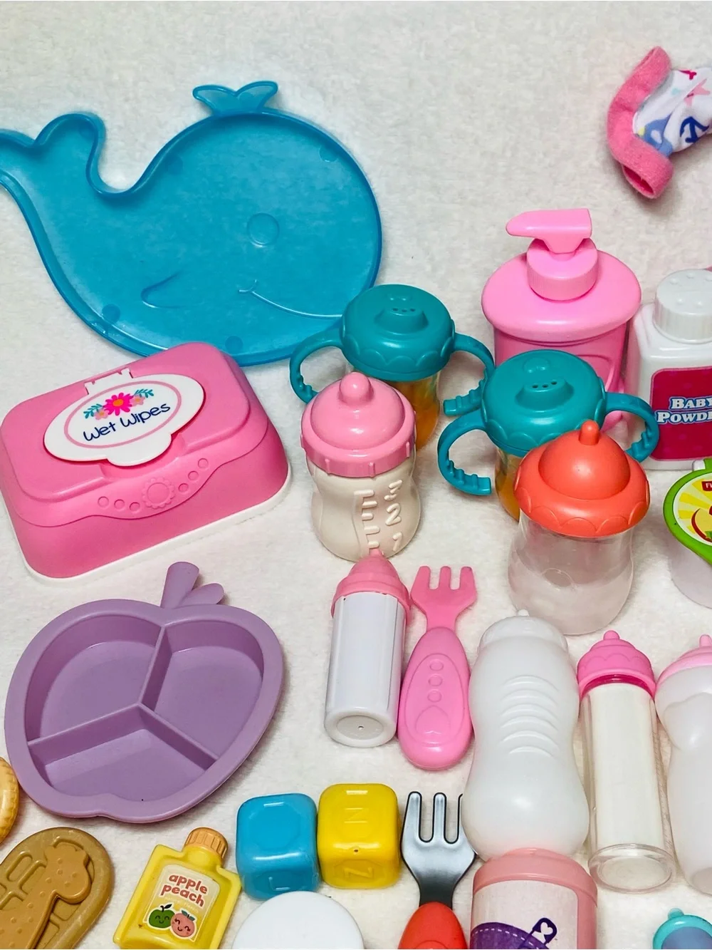 Huge Baby Doll Accessories Lot Nursery Toys Pretend Play Food Bottles Care Items